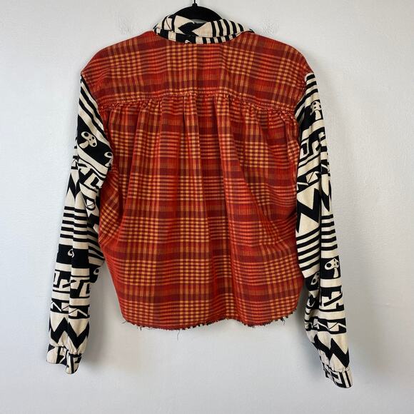Urban Outfitters Tripped Up‎ Button Up Shirt Mushroom Frayed Hem Festival Large - Picture 10 of 12